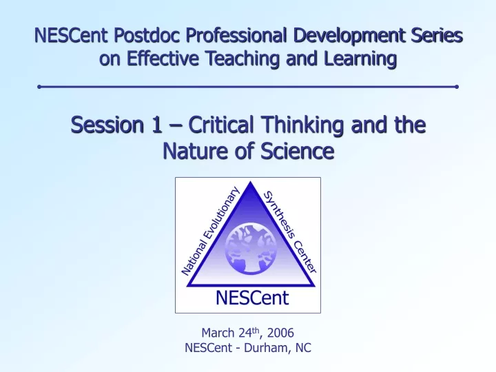 nescent postdoc professional development series on effective teaching and learning