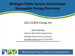 Michigan Public Service Commission  Renewable Energy Overview