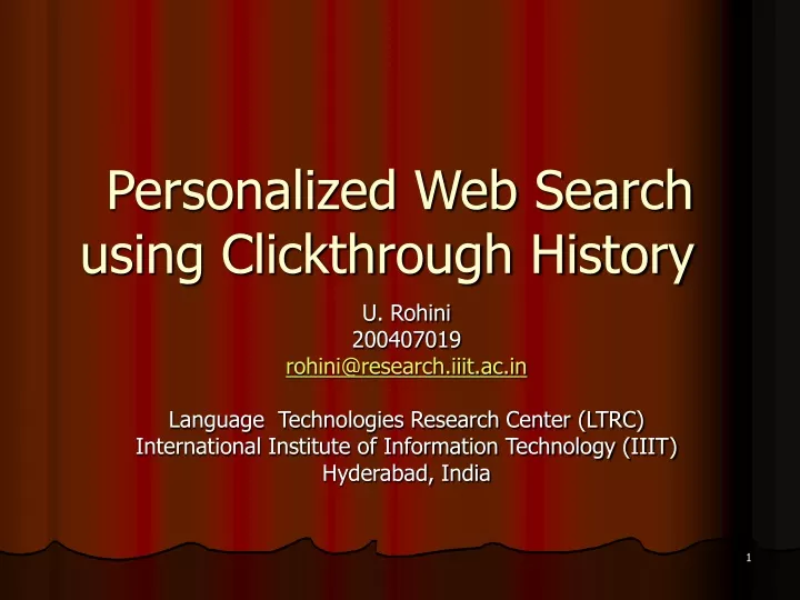 personalized web search using clickthrough history