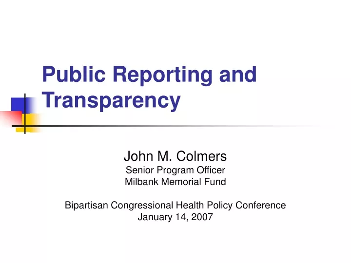 public reporting and transparency