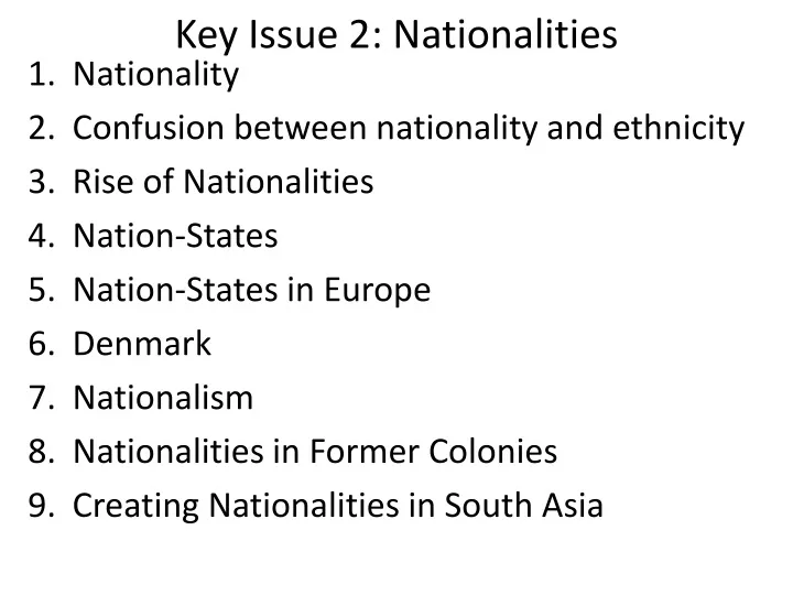 key issue 2 nationalities