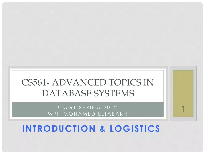 cs561 advanced topics in database systems