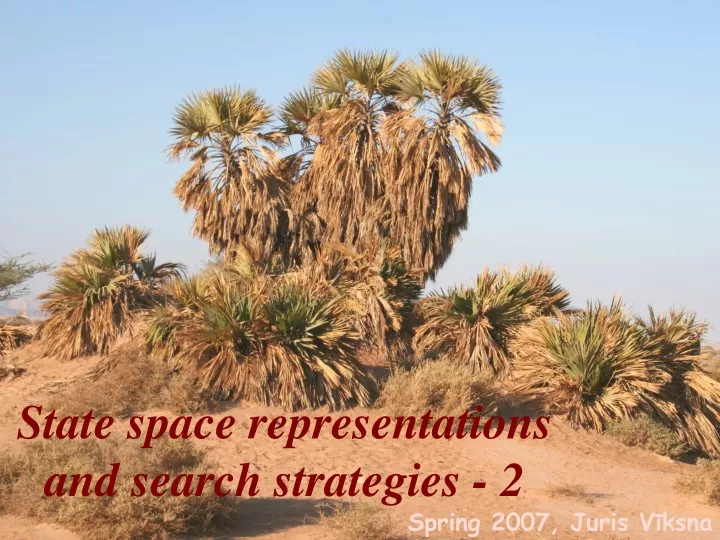 state space representations and search strategies 2