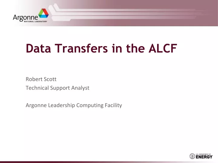 data transfers in the alcf