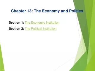 Chapter 13: The Economy and Politics Section 1: The Economic Institution