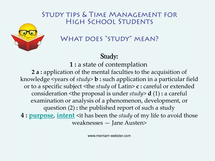 study tips time management for high school students what does study mean