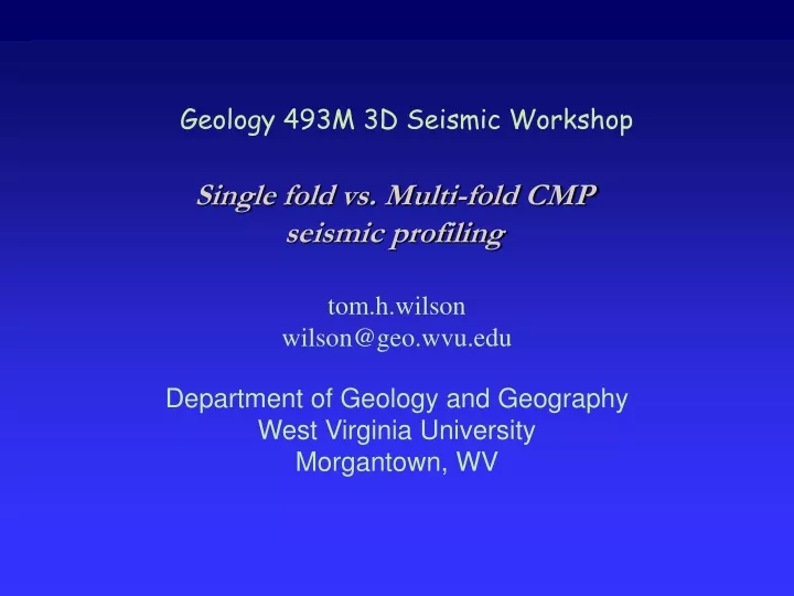 geology 493m 3d seismic workshop