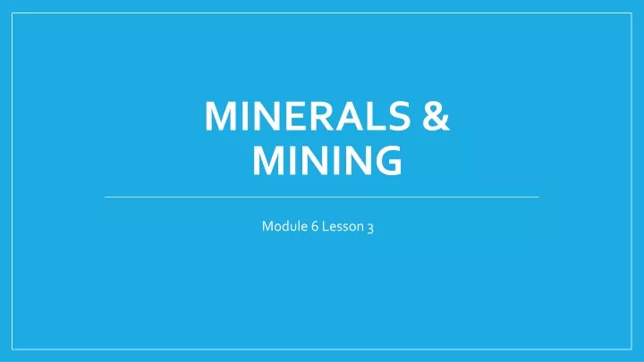 minerals mining