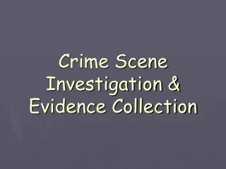 Crime Scene Investigation &amp; Evidence Collection