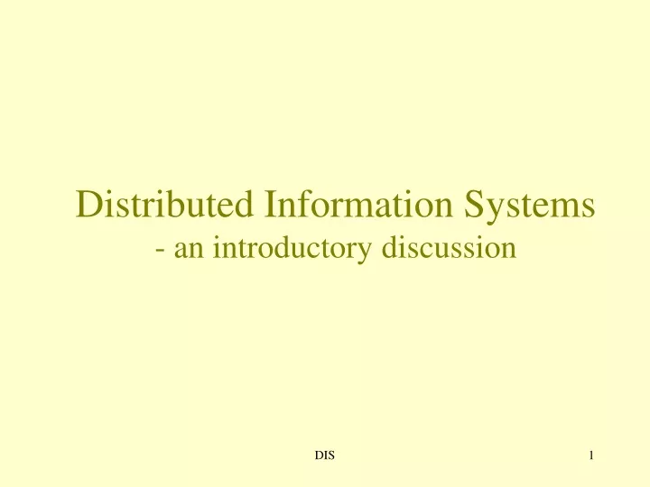 distributed information systems an introductory discussion