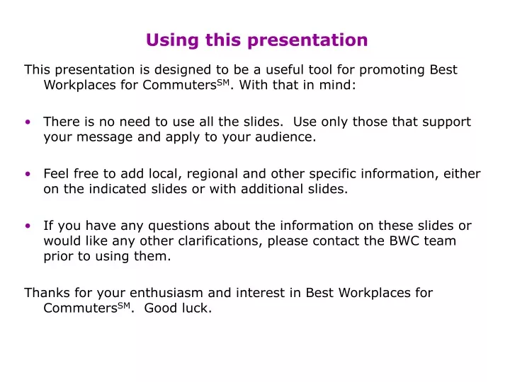 using this presentation