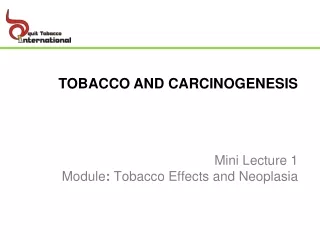 Mini Lecture 1  Module :  Tobacco Effects and Neoplasia