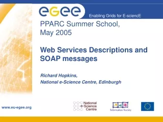 PPARC Summer School,  May 2005 Web Services Descriptions and SOAP messages