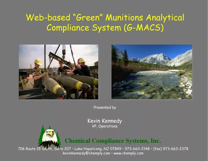 web based green munitions analytical compliance