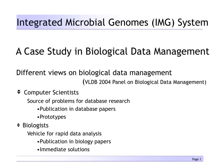 integrated microbial genomes img system