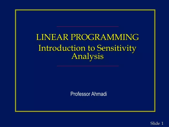 linear programming introduction to sensitivity