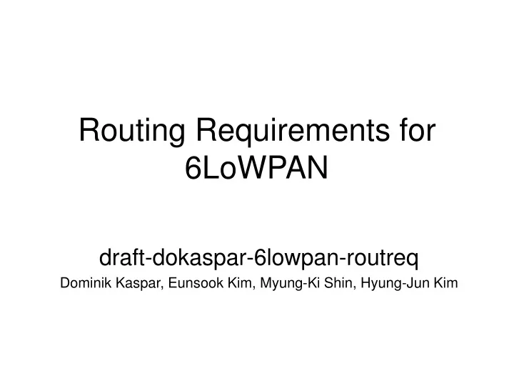 routing requirements for 6lowpan