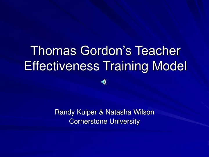 thomas gordon s teacher effectiveness training model