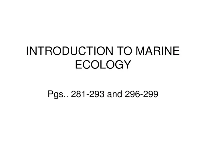 introduction to marine ecology