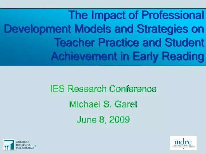 the impact of professional development models