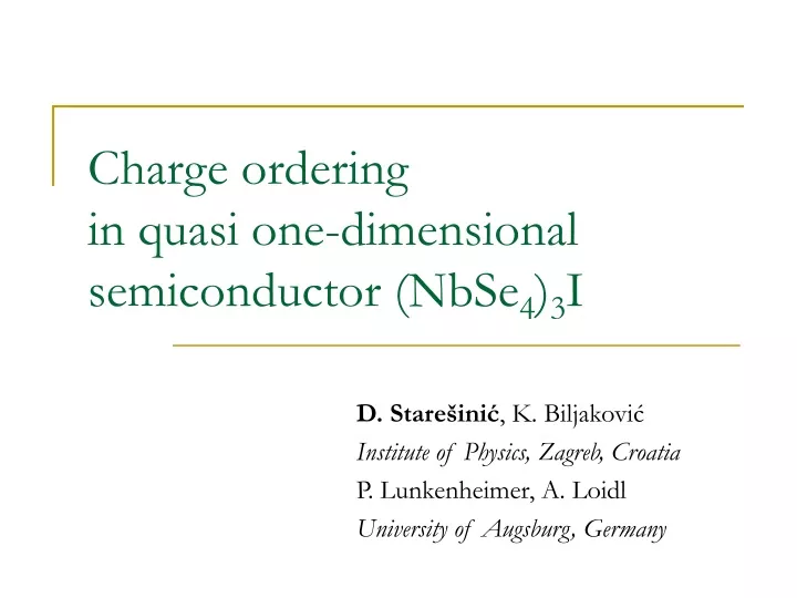 charge ordering in quasi one dimensional semiconductor nbse 4 3 i