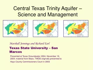 Central Texas Trinity Aquifer –Science and Management