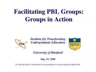 Facilitating PBL Groups: Groups in Action