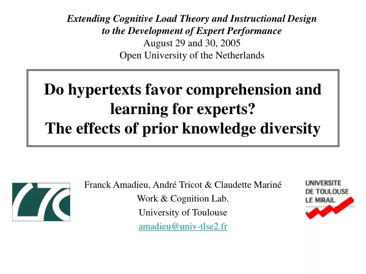 do hypertexts favor comprehension and learning for experts the effects of prior knowledge diversity