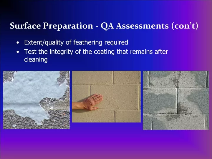 surface preparation qa assessments con t