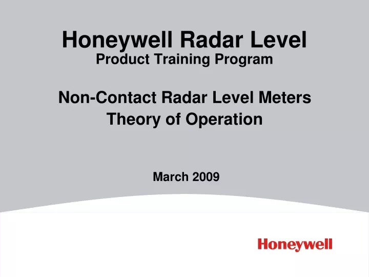 honeywell radar level product training program
