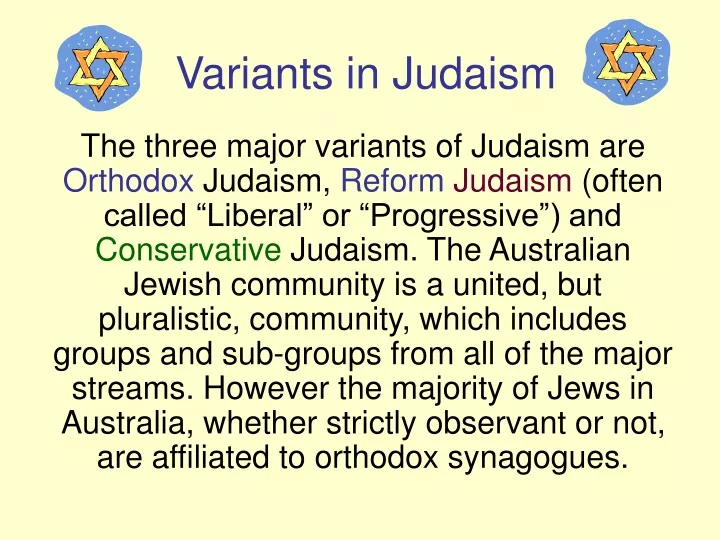 variants in judaism