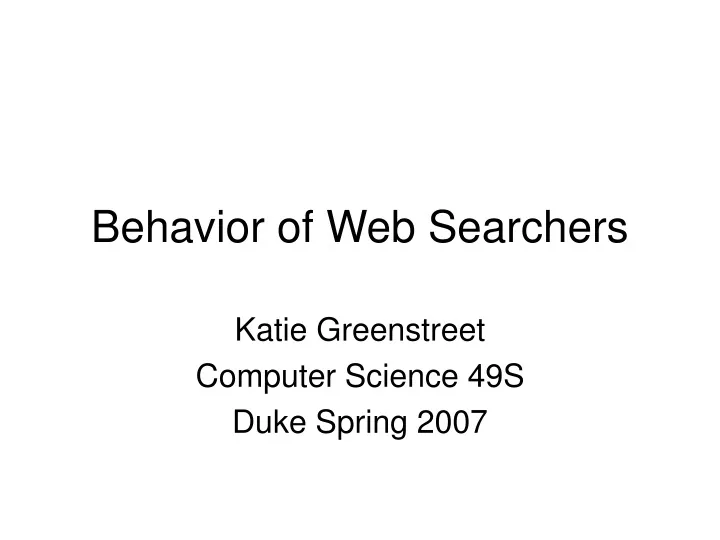 behavior of web searchers