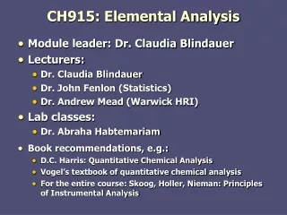 CH915: Elemental Analysis