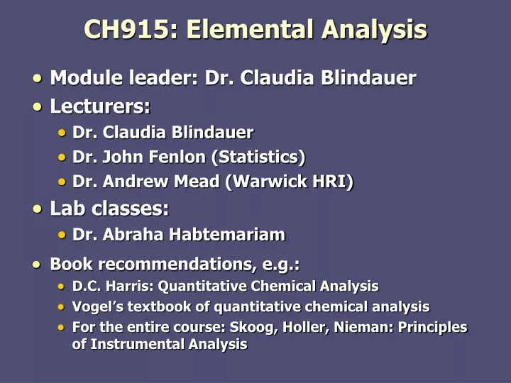 ch915 elemental analysis