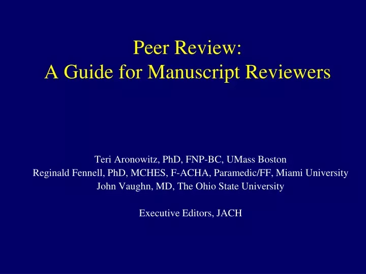peer review a guide for manuscript reviewers