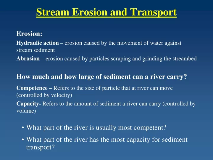 stream erosion and transport