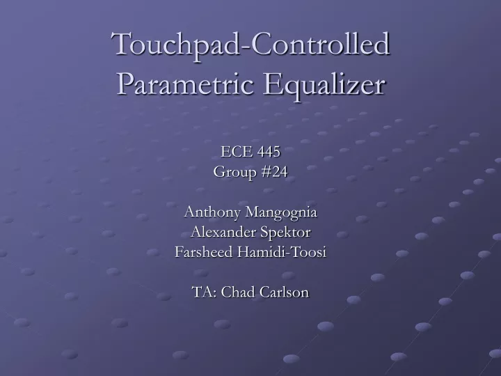 touchpad controlled parametric equalizer
