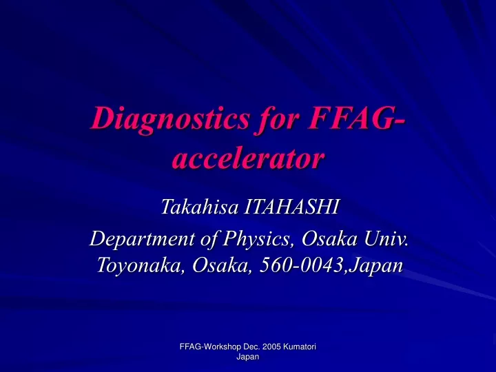 diagnostics for ffag accelerator