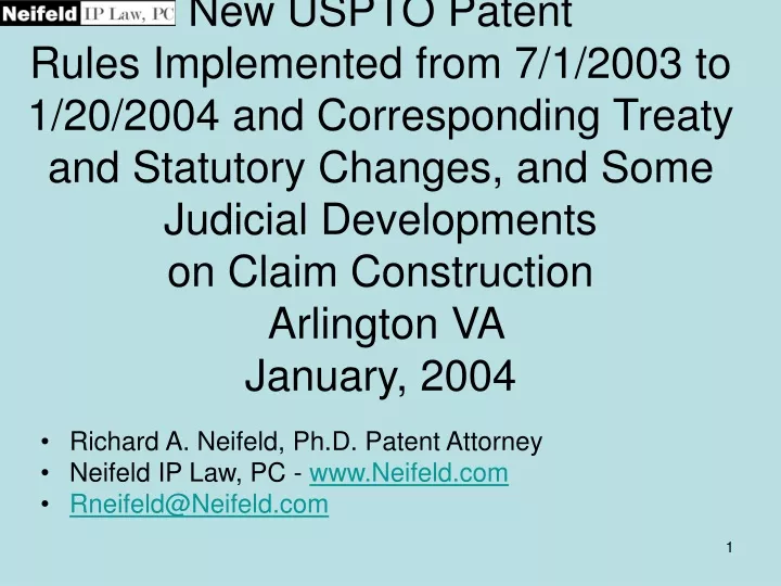 new uspto patent rules implemented from 7 1 2003