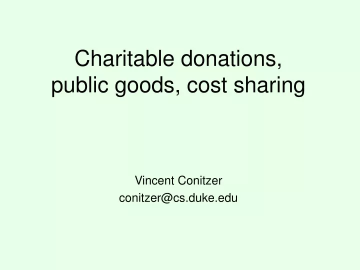 charitable donations public goods cost sharing