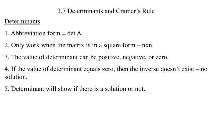 3 7 determinants and cramer s rule