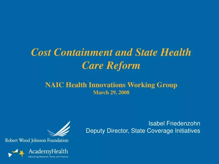 cost containment and state health care reform