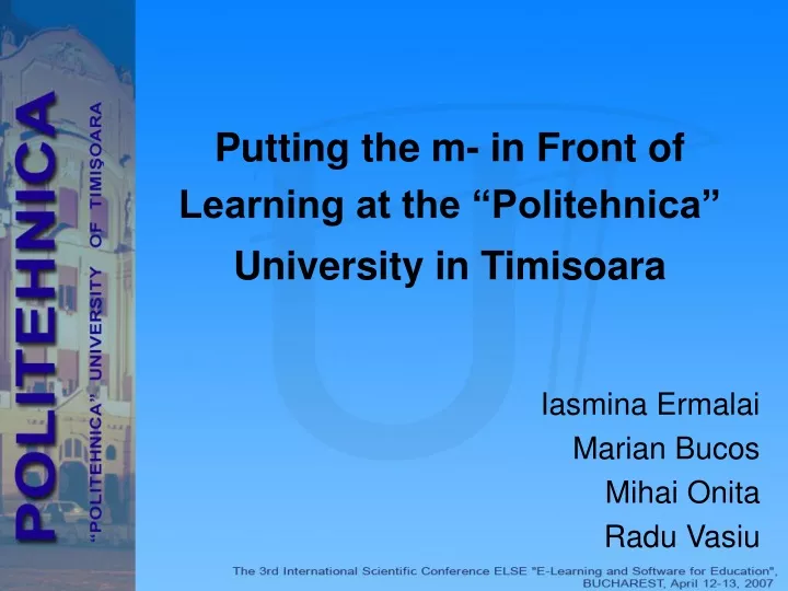 putting the m in front of learning at the politehnica university in timisoara