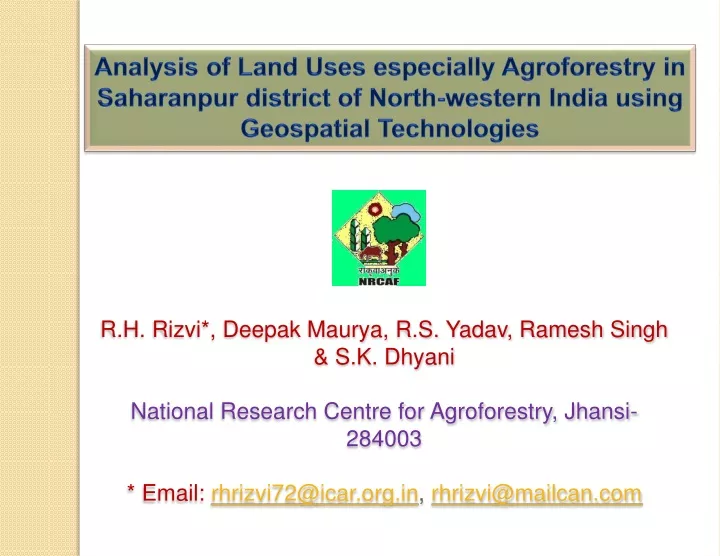 analysis of land uses especially agroforestry