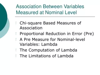 Association Between Variables Measured at Nominal Level