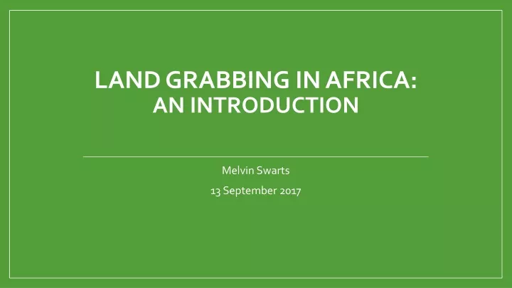 land grabbing in africa an introduction