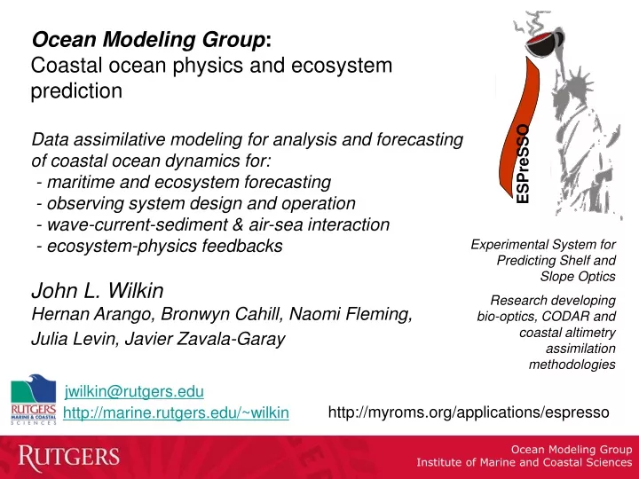 ocean modeling group coastal ocean physics
