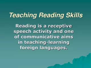 Teaching Reading Skills