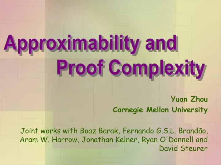 approximability and proof complexity