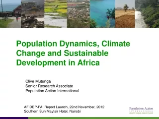 Population Dynamics, Climate Change and Sustainable Development in Africa